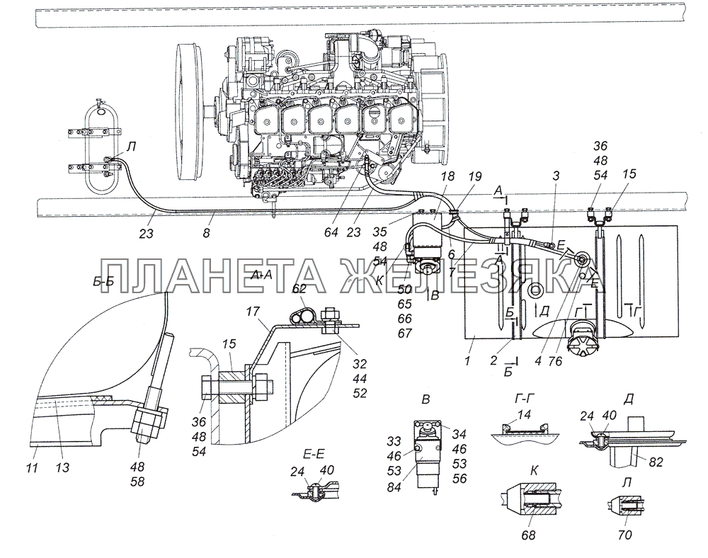 4308-1100030 Установка топливных баков, ФГОТ и топливопроводов КамАЗ-4308 (2008)